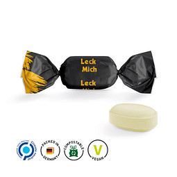 Eiskristall Bonbon, inkl. Druck, weißer kompostierbarer Wickler