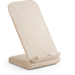 ENGLERT. Smartphone-Halter mit schnellem 10W wireless Ladegerät aus Recyceltes ABS (70% rABS) und Weizenstroh, Natur