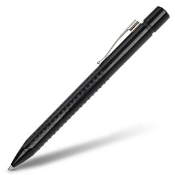 FABER-CASTELL Druckkugelschreiber Grip 2010, blaue Mine, schwarz-poliert