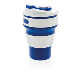 XD COLLECTION faltbarer Silikon-Becher, 350 ml, blau