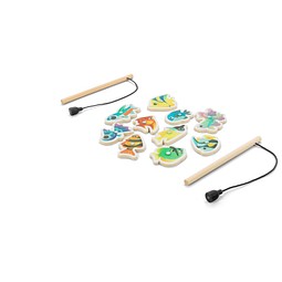 FISHY. Angelspiel mit 10 Holzfischen, ideal für Kinder, Natur