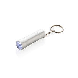 Flash Schlüsselanhänger-Taschenlampe aus RCS rec. Aluminium, Silbergrau