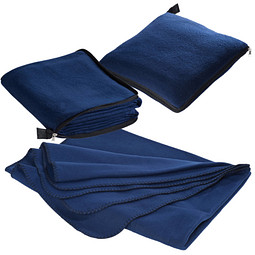 Fleecedecke/-kissen 2 in 1, navy