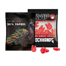 Minitüte Sonderform, 15 g, Trolli Fruchtgummi, inkl. Druck, weiße Folie mit Papieranteil