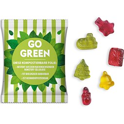 Fruchtgummi Weihnachtsedition, weiße kompostierbare Folie, inkl. Druck