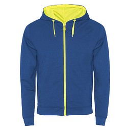Fuji Kaputzensweatjacke Unisex, royalblau / Fluor Yellow, M