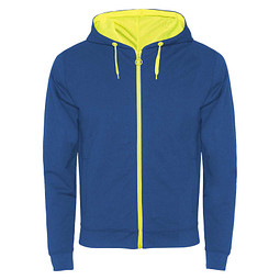 Fuji Kaputzensweatjacke Unisex, royalblau / Fluor Yellow, XL