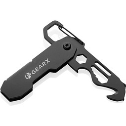 Gear X faltbares EDC-Werkzeug mit Karabinerhaken, schwarz