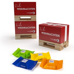 Geschenk Mini-Palette klein, Ritter Sport Edelnougat & Voll-Nuss, inkl. Druck