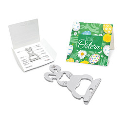 ROMINOX® Key Tool Bunny / Hase (16 Fkt.) im Motiv-Mäppchen Frohe Ostern, grün