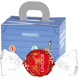 Geschenkbox Mini Koffer, Lindt LINDOR Milchkugeln, inkl. Druck