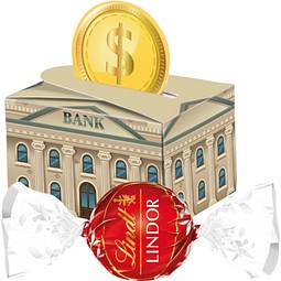 Geschenkbox Mini rund, Lindt LINDOR Milchkugeln, inkl. Druck