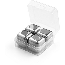 GLACIER. Set mit wiederverwendbaren Würfeln aus rostfreiem Stahl, Silber