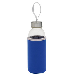 Glasflasche mit Hülle, 450 ml, royalblau