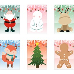 GLIMN. Set aus sechs Bögen mit Weihnachtsfiguren und 3 Bögen mit Aufklebern, Weiß
