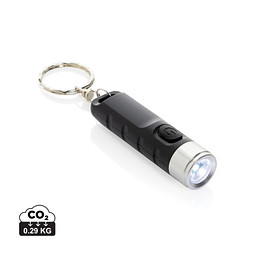 Globix USB Schlüsselanhänger-Taschenlampe aus RCS rABS, schwarz