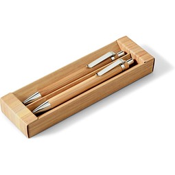 GREENY. Schreibset mit Kugelschreiber und Minenbleistift aus Bambus, Natur