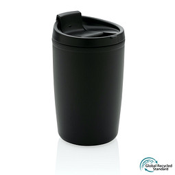 GRS recycelter PP-Becher mit Flip-Deckel, schwarz