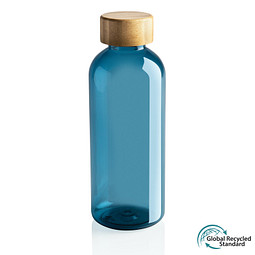 GRS rPET Flasche mit Bambus-Deckel, blau