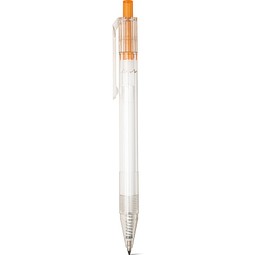HARLAN. rPET-Kugelschreiber mit farbigem Knopf, Orange