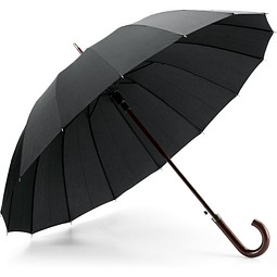 HEDI. Regenschirm mit 16 Stangen aus 190T-Pongee mit automatischer Öffnung, Schwarz