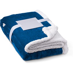 HEIDEN. Wendbare Fleecedecke (190 g/m²) mit Satinband und personalisierter Karte, Königsblau