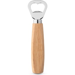 HOLZ. Flaschenöffner aus Metall, mit Holzgriff, Naturhell