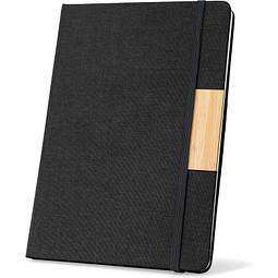 HOMERO. Set bestehend aus einem A5-Hardcover-Notizblock und einem Bambus-Kugelschreiber, Schwarz