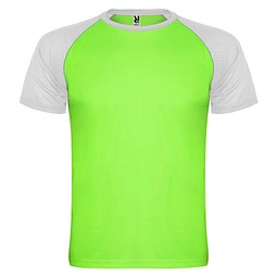 Indianapolis T-Shirt Unisex aus recyceltem Material, Fluor Green / schwarz, 2XL