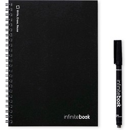 INFINITEBOOK LINED A5. "Infinitebook" mit flexiblem Einband und 15 linierten Whiteboard-Seiten, Schwarz