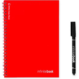 INFINITEBOOK PLAIN A5. "Infinitebook" mit flexiblem Einband und 15 unlinierten Whiteboard Seiten, Rot