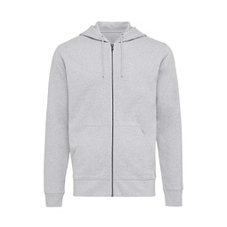 Iqoniq Abisko Zip-Kapuzenpullover aus recycelter Baumwolle, heather grey