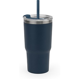 JOYNER M. Kompakter Reisebecher aus Edelstahl (91 % recycelt) mit vakuumisolierter Doppelwand und matter Oberfläche 600 ml, Dunkelblau