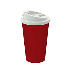 Kaffeebecher Premium Deluxe, 350 ml, standard-rot/weiß