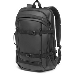KAMPALA. Laptop-Rucksack aus 900D hochdichtem recyceltem Polyester mit wasserdichter Beschichtung und 210D Futter aus recyceltem Polyester 17'3", Schwarz
