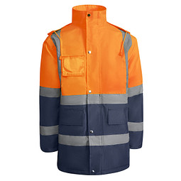 Kombinierter, gesteppter Parka Merak mit High Visibility, XL, navy/fluor orange