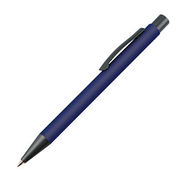 Kunststoff-Druckkugelschreiber mit Clip aus Metall, blaue Mine, dunkelblau