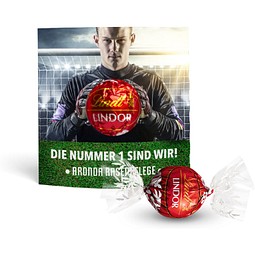 Lindt Lindor Kugel in Werbekartonage, 12,5 g, Milchschokolade, Quadratform, inkl. Druck