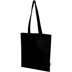 Madras Blend 140 g/m² Tragetasche aus GRS-recycelter Baumwolle 7L, schwarz