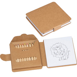 Malbuch mit 12 Buntstiften, beige