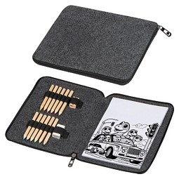 Malset in Filzetui , anthrazit