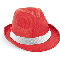 MANOLO POLI. Hut aus PP mit weißen Band aus Polyester, Rot