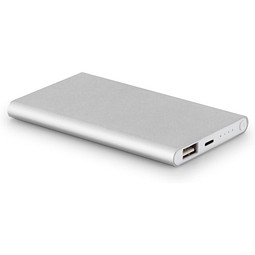 MARCET. Powerbank Slim 4'000 mAh aus 70 % recyceltes ABS (70% rABS) und 30 % recyceltes Aluminium (30% rAL), Satinsilber