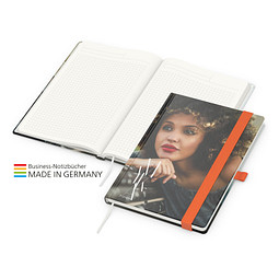 Geiger-Notes Match-Book green+blue Notizbuch A5 Natura Recycling, inkl. Druck, orange