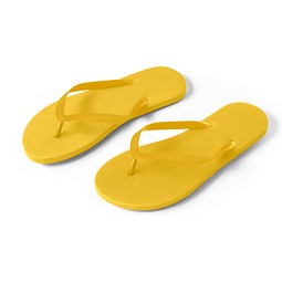 MAUPITI L / XL. Bequeme Flip-Flops mit PE-Sohle und PVC-Riemen, Gelb