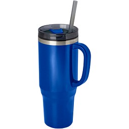 Melbourne 1200 ml RCS-zertifizierter Isolierbecher mit Strohhalm, royalblau