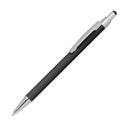 Metall-Druckkugelschreiber mit Touchfunktion, blaue Mine, schwarz