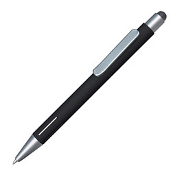 PENKO® Metall-Touchkugelschreiber Rava Soft SILVER, blaue Mine, schwarz