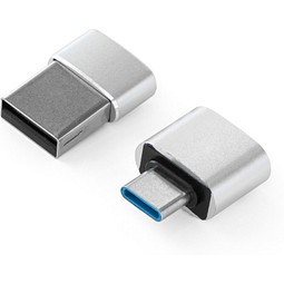 MINSKY. Set aus 2 Aluminium USB-A / USB-C Adaptern, Satinsilber