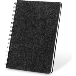 MISHIMA. A5-Ringbuch mit flexiblem Einband aus recyceltem Filz (100% rPET) mit linierten Seiten, Dunkelgrau